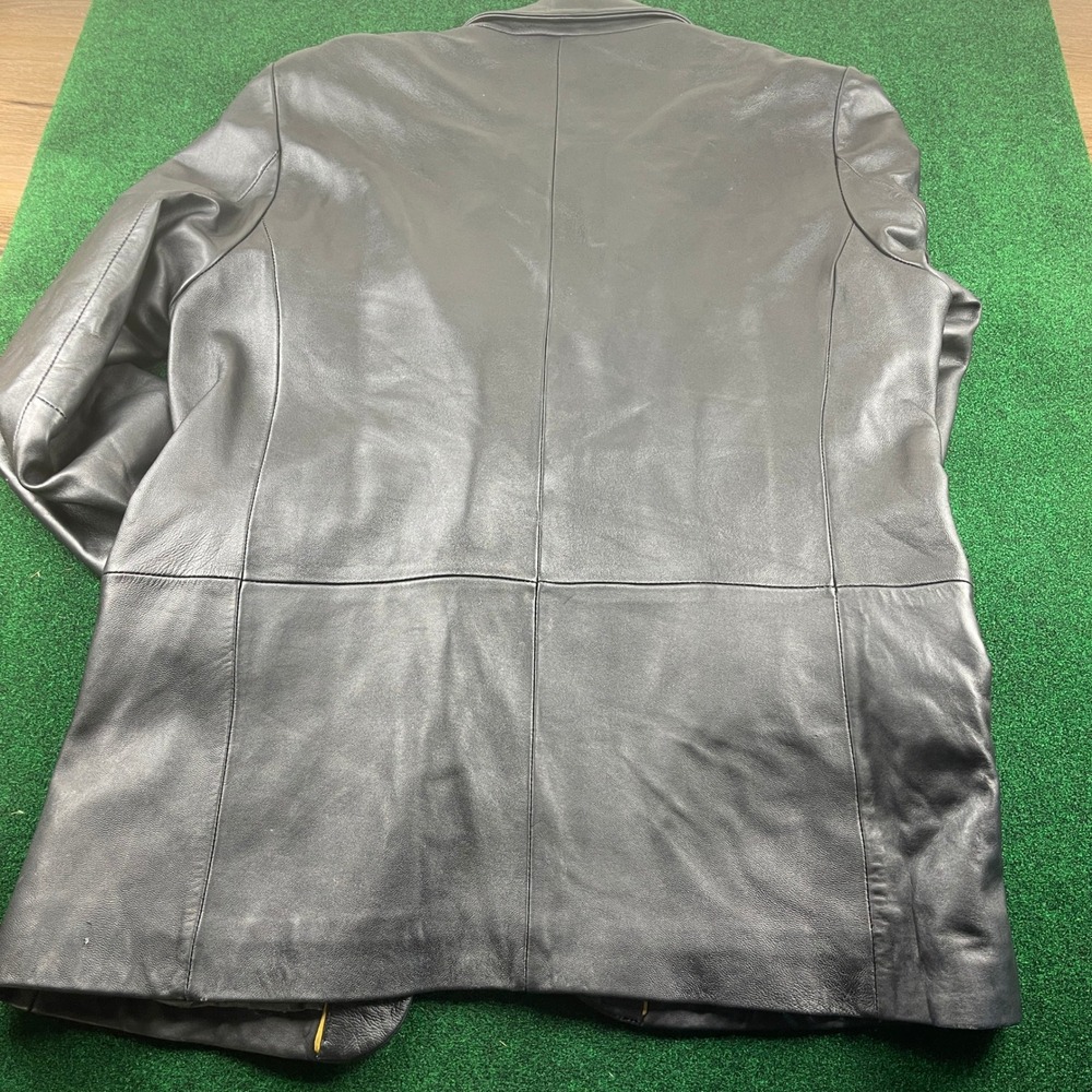 F.R. Tripler & Co Signature Gold Black Leather Blazer Jacket Mens 42L - Picture 10 of 10